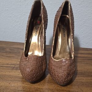 Styluxe Brown Textured Women's Heels